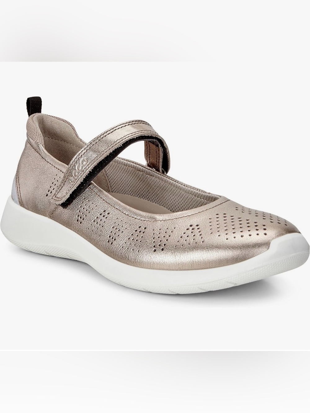 Ecco Metallic Pewter Mary Jane Slip-On Flats - Picture 9 of 10